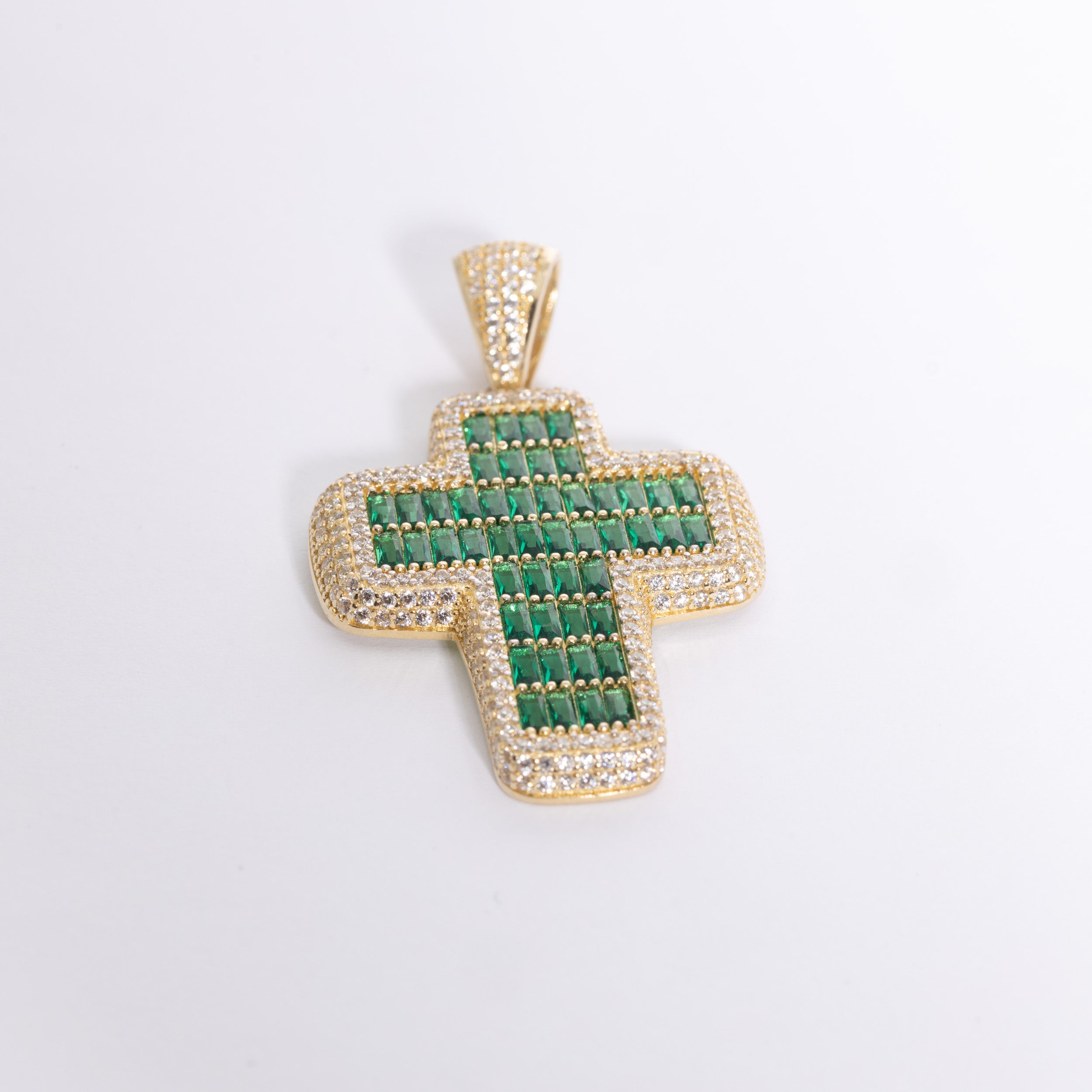 Princess Cut Green Zirconia Cross.