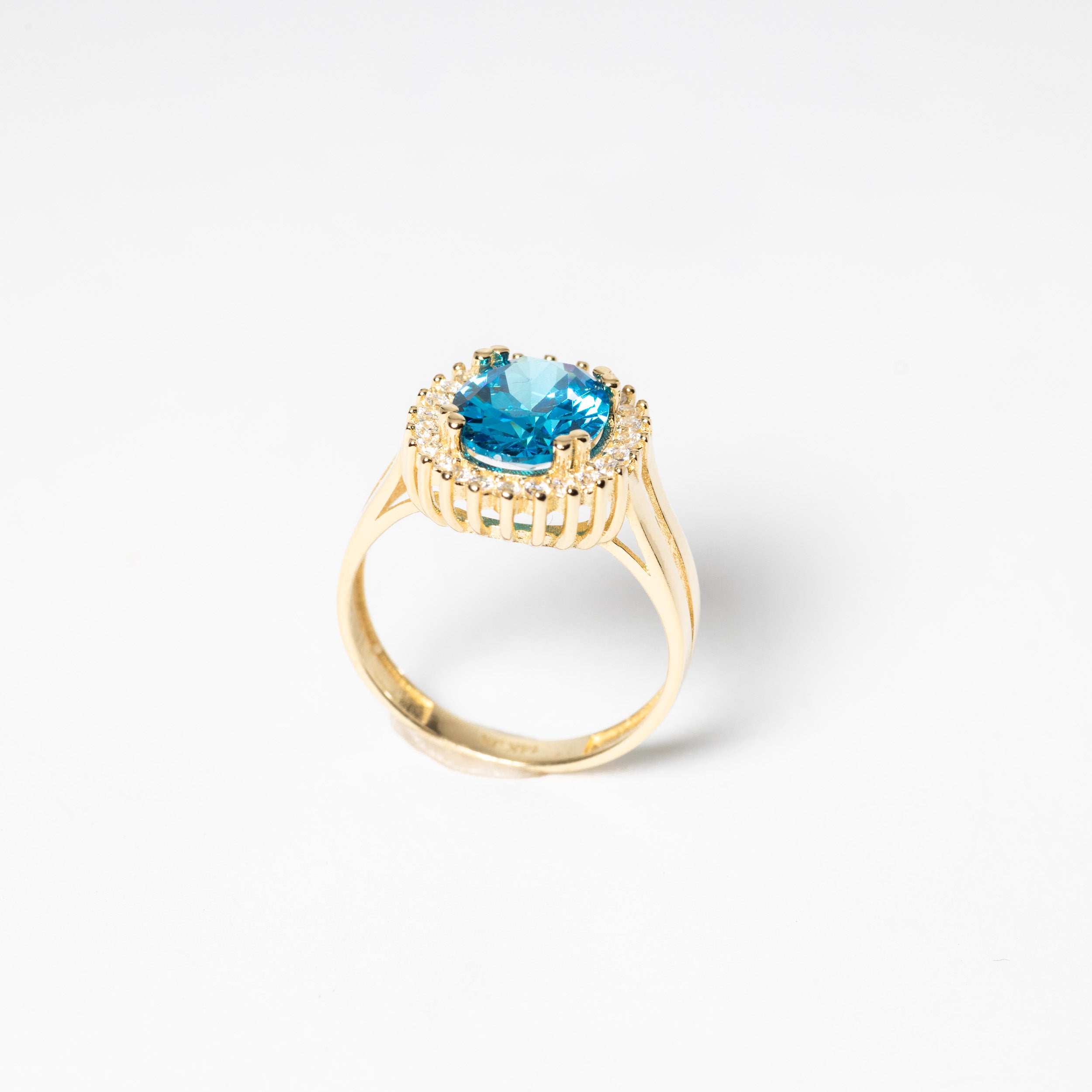 Turquoise and White Stone Cubic Zirconia Ring