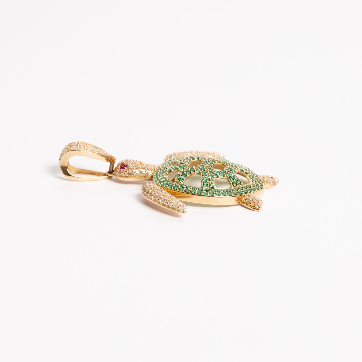 Green Zirconia Stone Turtle Charm