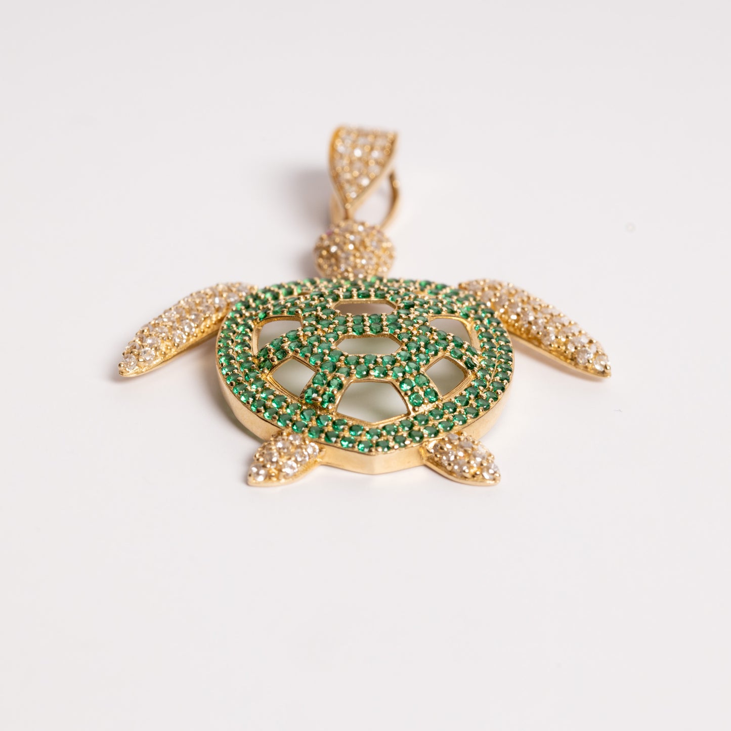 Green Zirconia Stone Turtle Charm
