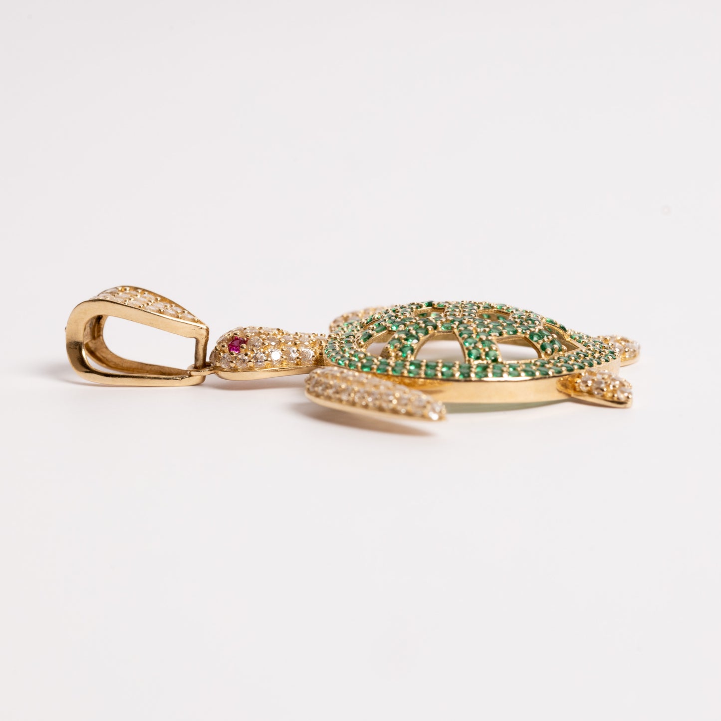 Green Zirconia Stone Turtle Charm