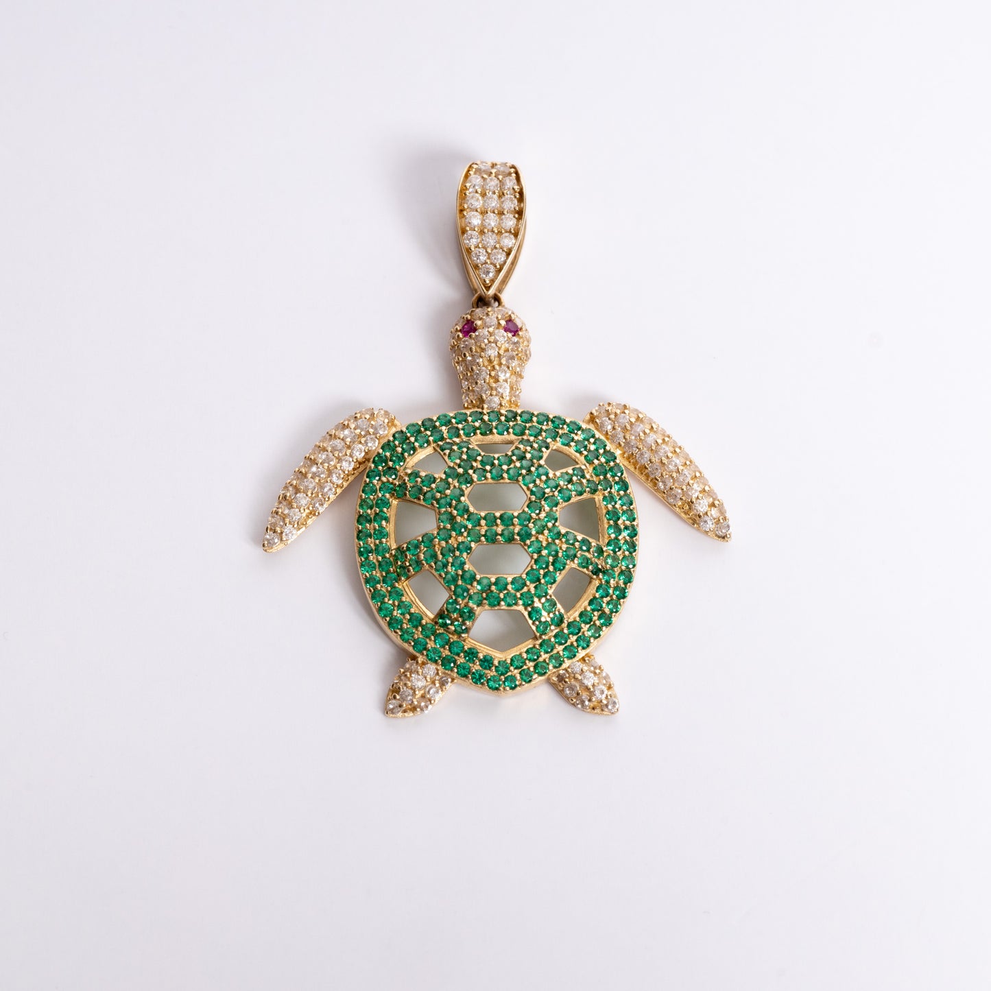 Green Zirconia Stone Turtle Charm