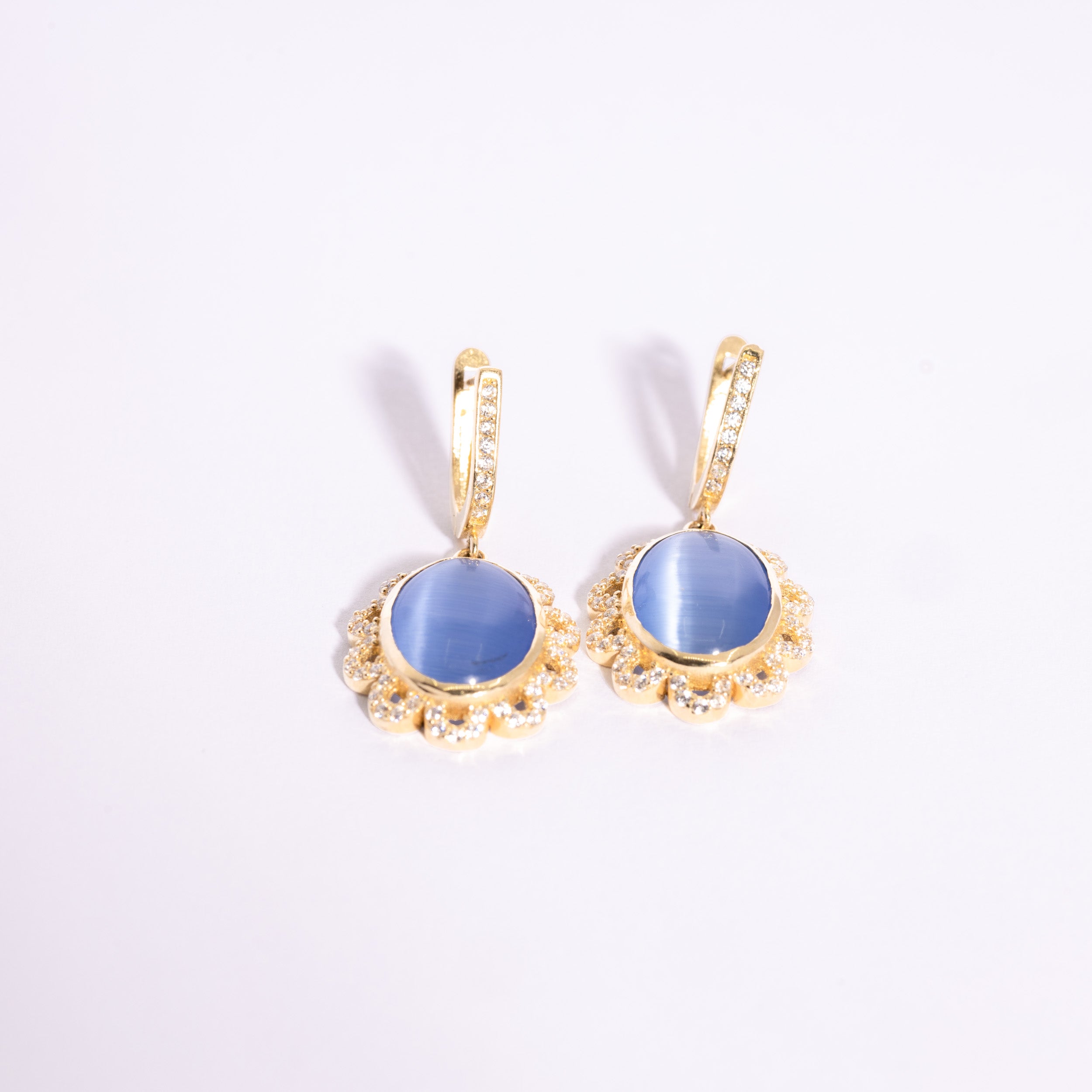 Oval Blue Stone Earrings