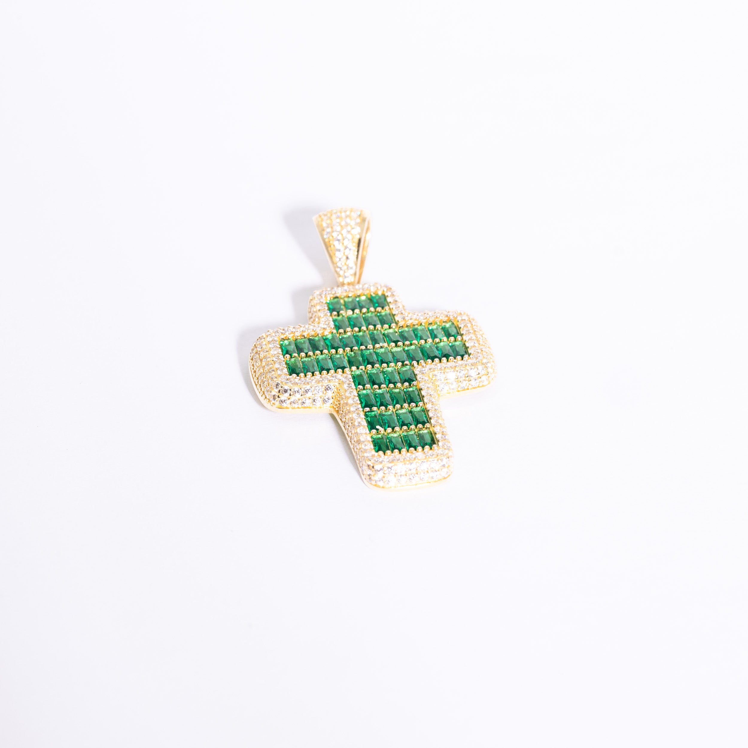 Princess Cut Green Zirconia Cross.