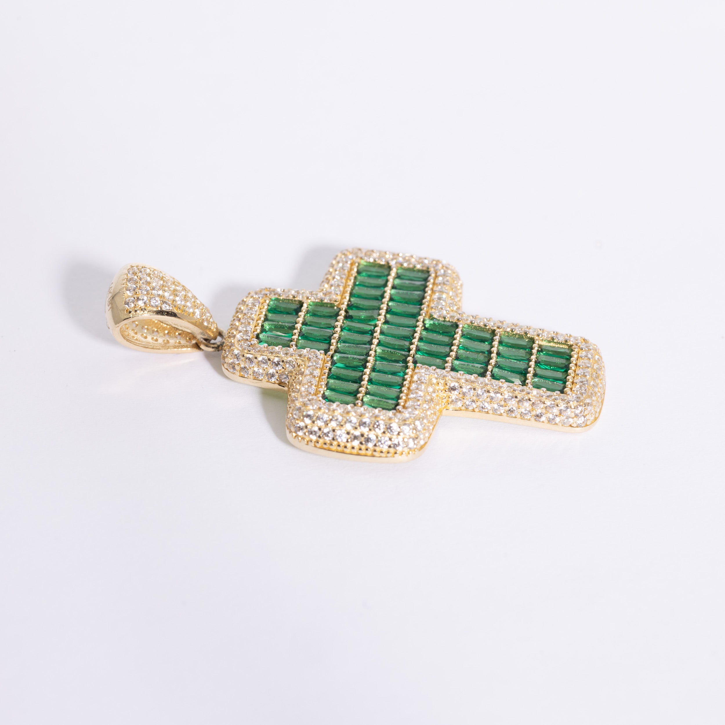 Princess Cut Green Zirconia Cross.