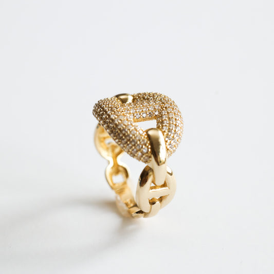 Yellow Gold Pave mariner CZ Ring