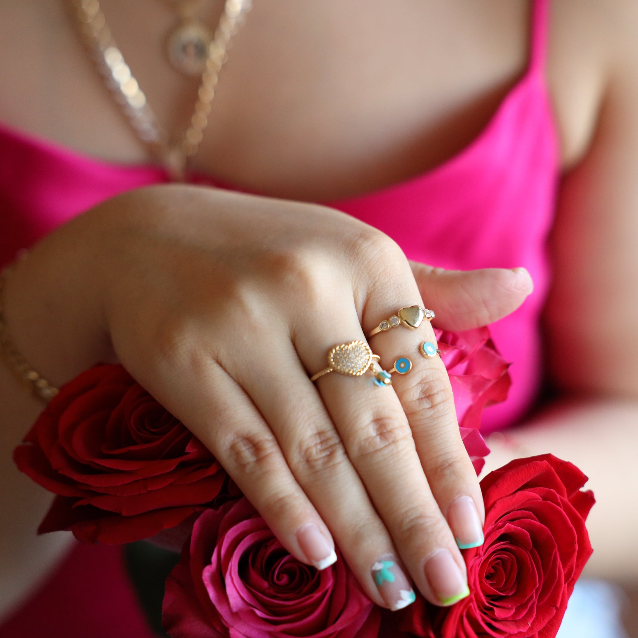 Heart Evil Eye Ring