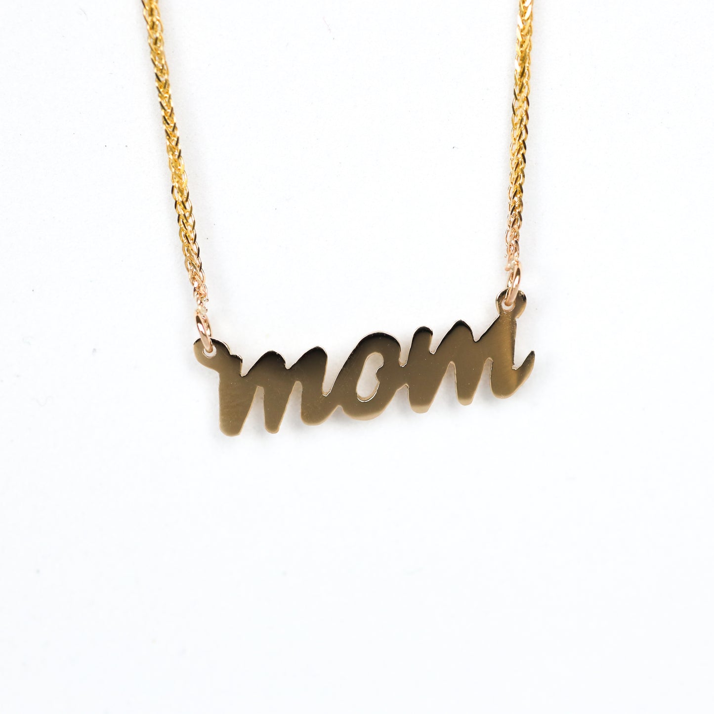 Mom Script Nameplate Necklace