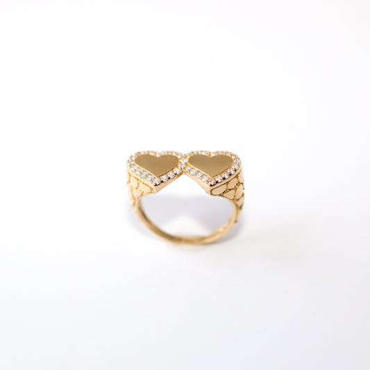 Double Heart CZ Ring