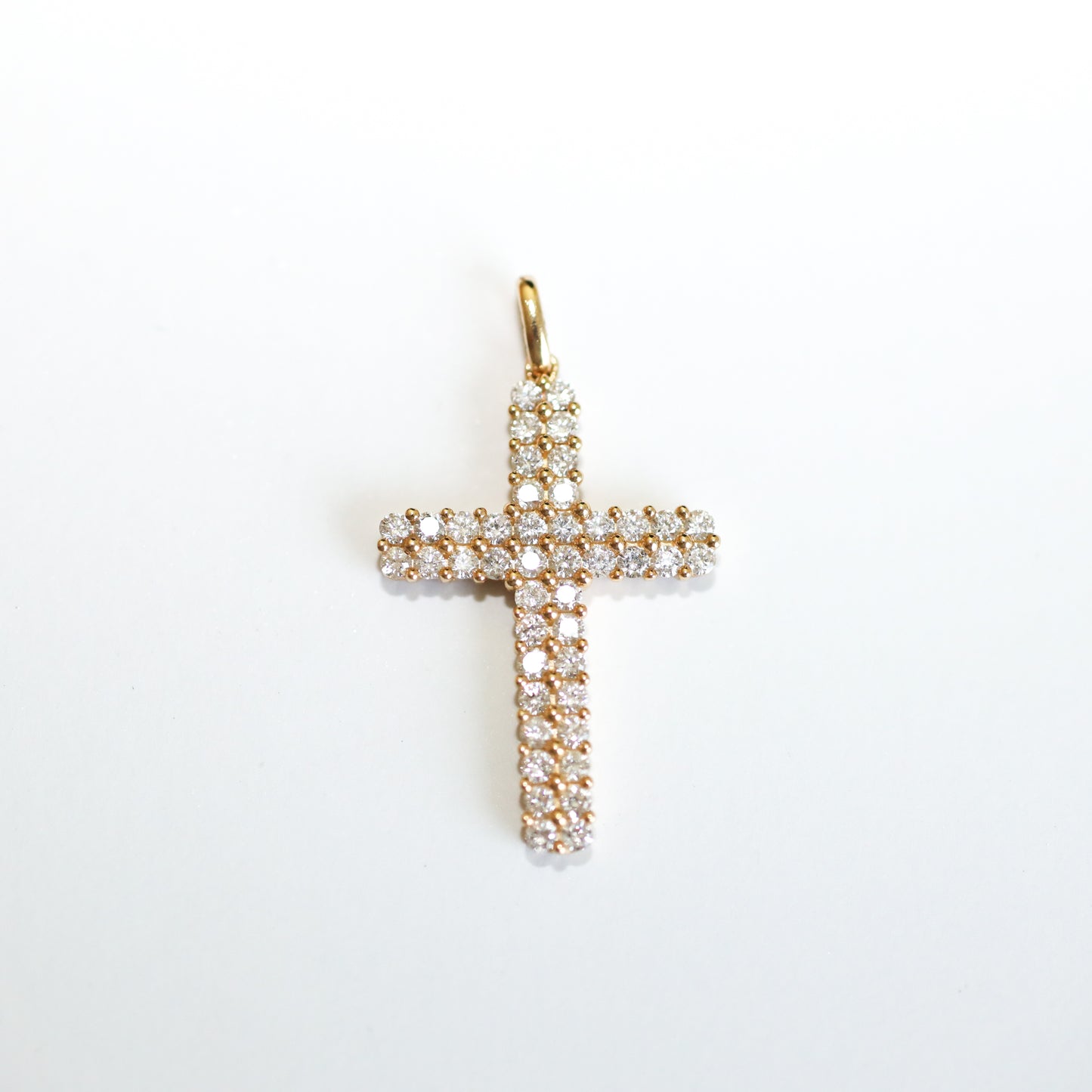 Iced Cross Double Diamonds Pendant
