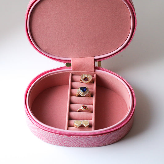 Pink Lizard Leather Jewelry Box