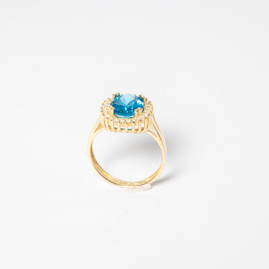 Turquoise  And White Cubic Zirconia Ring