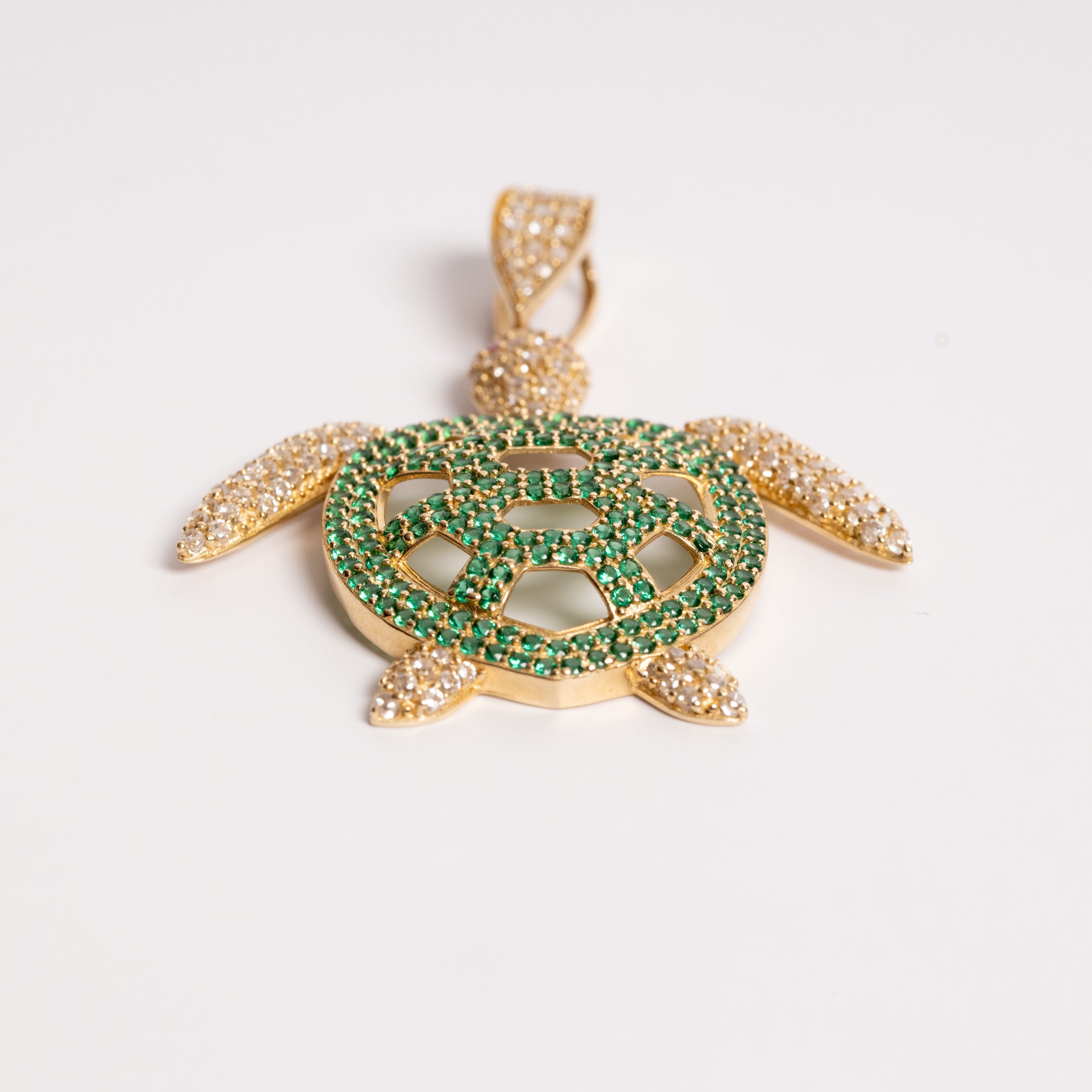 Green Zirconia Stone Turtle Charm