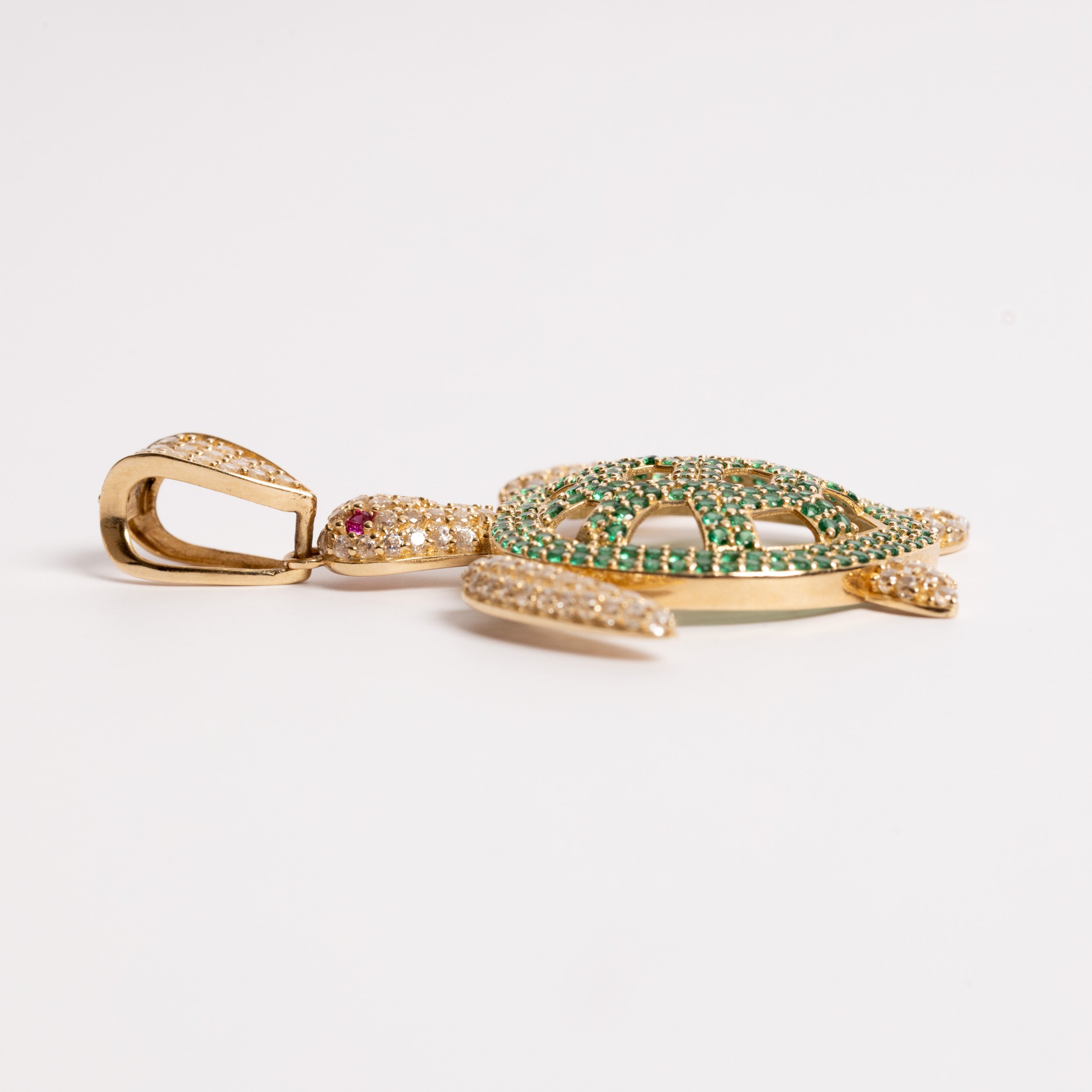 Green Zirconia Stone Turtle Charm