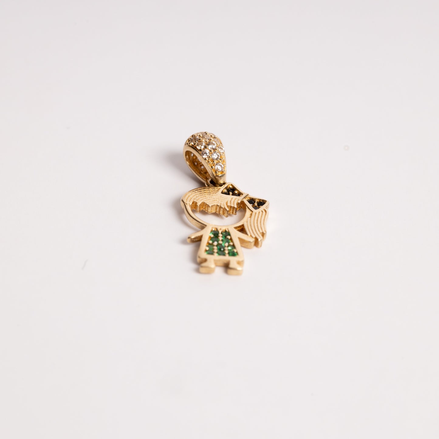 Little Girl Charm with Green Stone