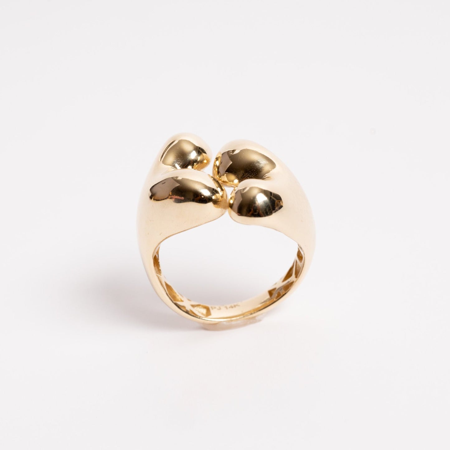 Double Heart  Yellow Gold Ring