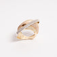 Cubic Zirconia Ring in 14 K 3-Tone Color Gold